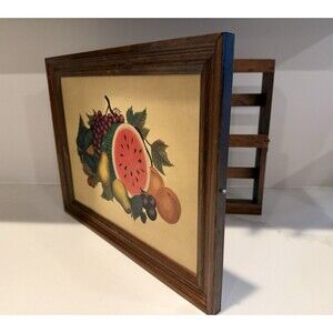 Vtg 60s Three Mountaineers Wooden Spice Rack Wall Cabinet MCM Rustic Kitchen